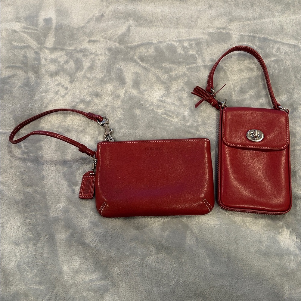 Coach Elegant Red Leather Women Bags Set